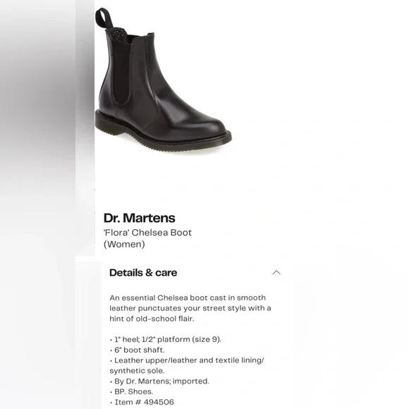 Dr. Martens Flora Sleek Black Chelsea Ankle Boots Brand New Sz 7 Leather - Picture 3 of 13